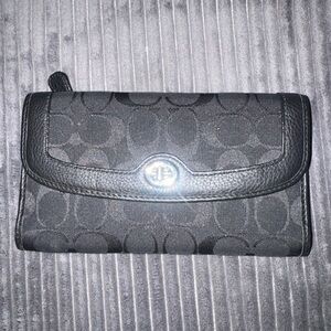 Coach Black Signature Jacquard Continental Wallet with Turnlock